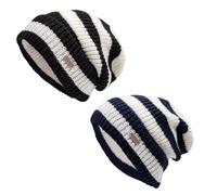 BOYSSPAA Men's Beanie Knitted Casual Winter Knit Beanie Soft Warm Winter Hat Skull Hat Season Gift Hat Soft Warm Ski Cap Unisex(UK, Alpha, One Size, Black and White Navy Blue)