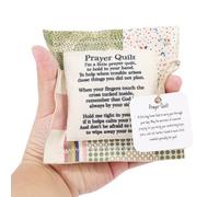 BOYSSPAA Pocket Prayer Quilt with Wooden Cross, Holding Handmade 4" Square Mini Scripture Poem Fabric Squares, Thoughtful Religious Christian Favor Gifts for Family Friends Kids (Prayer Quilt)