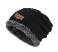 BOYSSPAA Skull Beanie for Men Slouchy Beanies Thick Fleece Lined Unisex Knitted Winter Beanie(UK, Alpha, One Size, Black)
