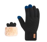 BOYSSPAA Winter Gloves With Touch Screen Fingers Unisex Knitted Warm Snow Gloves Fleece Lining Plush Thickened For Running And Cycling(black, M)