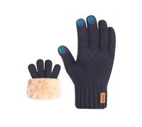 BOYSSPAA Winter Thermal Gloves Thickened Touchscreen Knit Gloves Unisex With Elastic Cuffs and Soft Fleece Lining Anti-slip and Windproof Suitable as Gift for Indoor and Outdoor Use(Navy blue, L)