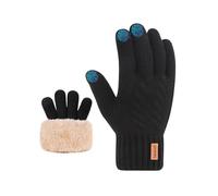 BOYSSPAA Winter Thermal Gloves Thickened Touchscreen Knit Gloves Unisex With Elastic Cuffs and Soft Fleece Lining Anti-slip and Windproof Suitable as Gift for Indoor and Outdoor Use(black, M)