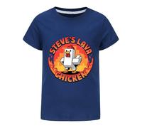 Boys'Tshirt Steve's Lava Chicken Boys Cartoon T-Shirt Summer 100% Cotton Short Sleeve Top Tee for Kids Ages 4-13 (UK, Age, 5 Years, 6 Years, Regular, Navy)