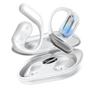 Boytond Open Ear Bone Conduction Headphones - Wireless Bluetooth Earbuds with Deep Bass, Waterproof Sports Earphones for Running & Fitness, Secure Fit for Small Ears with Mic - White