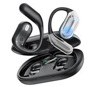 Boytond Open Ear Bone Conduction Headphones - Wireless Bluetooth Earbuds with Deep Bass, Waterproof Sports Earphones for Running & Fitness, Secure Fit for Small Ears with Mic - Black