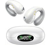 Boytond Ultra Open Ear Earbuds - Comfortable Clip-On Bone Conduction Earbuds, Over-The-Ear Open Headphones with Waterproof Build for Running, Gym Workouts, and Outdoor Sports, White