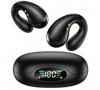 Boytond Ultra Open Ear Earbuds - Comfortable Clip-On Bone Conduction Earbuds, Over-The-Ear Open Headphones with Waterproof Build for Running, Gym Workouts, and Outdoor Sports, Onyx Black