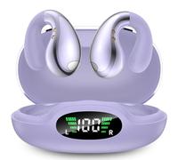 Boytond Ultra Open Ear Earbuds - Ergonomic Clip-On Earbuds, Bone Conduction Over-The-Ear Headphones with Waterproof Design and Secure Fit for Small Ears, Crystal Purple