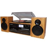 Boytone BT-28SPW, Bluetooth Classic Style Record Player Turntable with AM/FM Radio, CD/Cassette Player, 2 Separate Stereo Speakers, Record from Vinyl, Radio, and Cassette to MP3, SD Slot, USB, AUX.