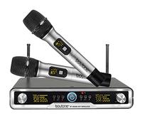 Boytone BT-48UM 100 Channels Pro Dual UHF Wireless Digital Metal Microphone-Base System, 2 Handheld Dynamic Professional Cordless Mics. For Presentation Church, Events, with Aluminum carrying cases