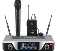 Boytone, UHF Wireless Microphone System, Dual fix Channel Handheld Dynamic Mics/Lapel/Headset/Body Pack, for Home Party, Meeting, Wedding, Church, with Aluminum Carrying case, 110/220 (BT-104UM)