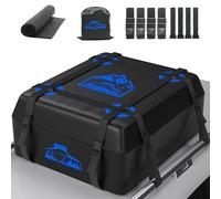 BOYUJK Car Roof Bag - 15 Cubic/425 L, Waterproof, No Rack Needed, Anti-Slip Mat, 6 Heavy-Duty Straps, Folding Soft Bag (Blue 425 L)