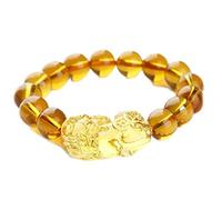BOYULL Feng Shui Citrine Gem Stone Wealth Porsperity 12mm Bracelet with Pi Xiu/Pi Yao, Attract Wealth and Good Luck, Deluxe Box Included