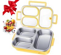 BOYUNSHI Bento Box Lunch Boxes, Stainless Steel Lunch Box with 3 Compartments Lunchbox Snack Boxes for Kids Adults, Leak-Proof Bento Box for School, Office & Outdoor, Microwave Dishwasher Safe, 27oz