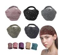 BOYYJING 6 Pcs Bling Boho Sequin Headbands Wide Stretchy African Head Wraps, Elastic Turban Headbands for Women, Yoga, Running & Sports （Send 5 hair ropes as gifts）