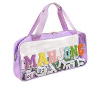 BOYYOEE Mahjong Bags for Tiles and Racks Empty Clear Mahjong Rack Storage Bags Mahjong Tile Bags with Zipper Mahjong Case，Accessories for American Mahjong Tile Gift Travel(Purple, Large)