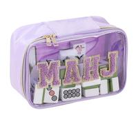 BOYYOEE Purple Mahjong Tile Bag Empty Clear Mahjong Carrying Bag Mahjong Storage Accessories,Mahjong Case for American Mahjong Tile Gift Travel