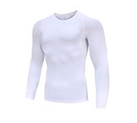 Boyz Long Fleece Sleeve Compression Shirts for Men, Athletic Quick Dry Undershirt, Workout Base Layer for Gym White-M