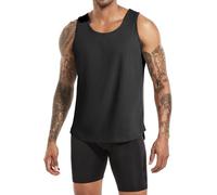 Boyzn 1 Pack Men's Cotton Gym Vests Tank Tops, Quick Dry Workout Sleeveless T-Shirts, Breathable Running Sports Vest Top for Men, Athletic Muscle Tank Bodybuilding Tee Shirts Black-M