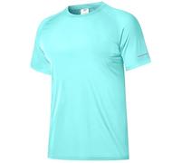 Boyzn 1 Pack Men's Rash Guard UPF 50+ Sun Protection Short Sleeve T-Shirts for Men Lightweight Rash Vest Swim Shirt Top Quick Dry SPF UV Swimming Water Beach Tee Shirts for Fishing Hiking Cyan-S