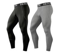 Boyzn 2 Pack Men's Compression Tights for Men, Athletic Compression Trousers Leggings for Men, Workout Sports Running Leggings Fitness Training Thermal Base Layer Pants Black/Gray-2XL