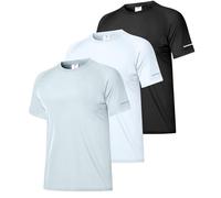 Boyzn 3 Pack Men's Swimming Shirts for Men, UPF 50+ Short Sleeve Crew Neck Rash Vest Swimming Tops, UV Sun Protection Swim Shirts, Quick Dry Watersport Rash Guard Beach Tee Shirts for Men 3P05-2XL