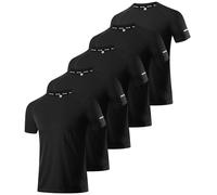 Boyzn 5 Pack High Performance Shirts for Men, Dry Fit Moisture Wicking Workout T-Shirts, Athletic Running Gym Short Sleeve Tee Shirts for Men Black-5P06-M