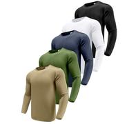 Boyzn 5 Pack Long Sleeve Running Shirts for Men, Quick Dry Mens Long Sleeve Tee Shirts, Moisture Wicking Workout Gym T Shirts, UV Sun Protection Outdoor Active Sports Base Layer T-Shirts 5P05-L