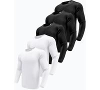 Boyzn 5 Pack Long Sleeve Workout Shirts for Men, Moisture Wicking Performance Long Sleeve T-Shirts, Quick Dry UPF 50+ Sun Protection Gym Shirts, Fitness Training Sports Athletic Tee Tops 5P03-2XL