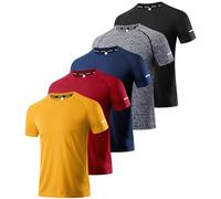 Boyzn 5 Pack Men's Short Sleeve Athletic T-Shirts, Moisture Wicking Quick Dry Running Shirts, Summer Breathbale Sports T-Shirts Yoga Running Tops, Active Gym Workout Tee Shirts for Men 5P07-S