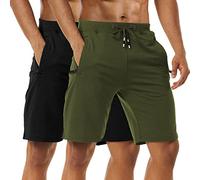 Boyzn Men's 1 or 2 Pack Athletic Shorts Comfortable Cotton Workout Shorts Elastic Waist Running Shorts with Zipper Pockets