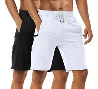 Boyzn Men's 1 or 2 Pack Athletic Shorts Comfortable Cotton Workout Shorts Elastic Waist Running Shorts with Zipper Pockets