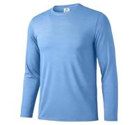 Boyzn Men's 1 Pack Athletic Top, 4-Way Stretch Breathable Quick Dry Long Sleeve Shirt for All Sports & Daily Activities Sky Blue-XL