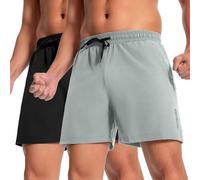Boyzn Men's 2 Pack 5" Multi Zip Pockets Lightweight Quick Drying Stretch Outdoor Workout Casual Fishing Backcountry Shorts 03-Black/Light Gray-S