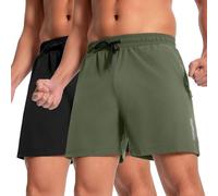 Boyzn Men's 2 Pack 5" Quick Dry Hiking Trail Shorts Lightweight Stretch Outdoor Summer with Pockets 04-Black/Gray Green-S
