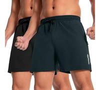 Boyzn Men's 2 Pack 5" Quick-Dry Lightweight Hiking Shorts - Outdoor Workout Travel 02-Black/Steel Gray-M