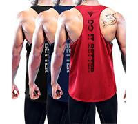 Boyzn Men's 3 Pack Workout Gym Tank Tops, Performance Athletic Muscle Shirts, Cool Dry Mesh Sleeveless Fitness T-Shirts, Summer Gym Running Tank Tops Training Fitness Vest Black/Navy/Red-3P02-XL