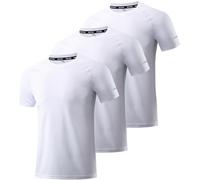 Boyzn Men's 3 Pack Workout Running Shirts, Dry Fit Moisture Wicking T-Shirts, Sports Gym Athletic Short Sleeve T Shirts for Men White-3P13-2XL