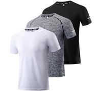 Boyzn Men's 3 Packs Athletic Short Sleeve T-Shirts Cool Dry Sport Shirt Moisture Wicking Fitness Shirts Short Sleeve Workout T-Shirt Tops Black/White/HGrey-3P07-S