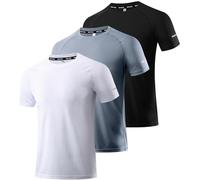 Boyzn Men's 3 Packs Athletic T-Shirt Quick Dry Short Sleeve Sport T-Shirt Moisture Wicking Running Workout Shirts Mesh Fitness Shirts for Men Black/White/Gray-3P06-2XL