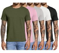 Boyzn Men's 5 Pack Cotton T-Shirts, Men's Short Sleeve Tees, Crewneck Cotton T-Shirts for Men Black/White/Grey/Green/Pink-5P-03-XL