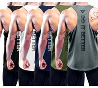 Boyzn Men's 5 Pack Y-Back Running Tank Tops, Breathable Mesh Workout Muscle Tank Sleeveless T-Shirts, Summer Quick Dry Gym Vests Tops, Training Fitness Bodybuilding Shirts 5P03-S