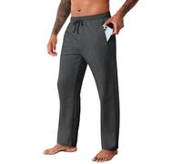 Boyzn Mens Casual Sweatpants Straight Leg Open Bottom Cotton Yoga Pants with Zipper Pockets for Lounge Gym Workout Running Training Athletic Joggers Charcoal Heather-2XL