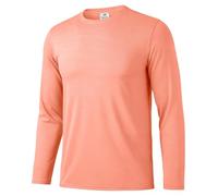 Boyzn Men's Comfortable Basic Tee, 4-Way Stretch Lightweight Breathable Quick Dry Long Sleeve Shirt for Daily Casual Wearing Orange-L