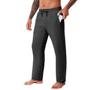 Boyzn Men's Cotton Yoga Sweatpants, Causal Drawstring Elastic Waist Gym Athletic Jogging Pants Comfortable Breathable Lounge Cotton Yoga Pants for Men Black-M
