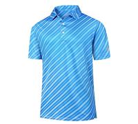 Boyzn Men's Dry Moisture Transferring Polo Shirt Sports Casual Work Quick Dry Printed Polo Shirt Blue Stripes-08-2XL