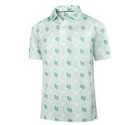 Boyzn Men's Polo Shirt Moisture Transfer Casual Fit Performance Sports Printed Polo Shirt Green Leaves-10-M