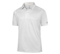 Boyzn Mens Quick Dry Short Sleeve Golf Polo Shirt Daily Casual Fashion Printed Shirt Square-06-L