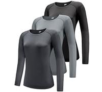 Boyzn Women's 3 Pack Short/Long Sleeve Workout Running Shirts, UPF 50+ Sun Protection Shirts, Athletic Exercise Gym T-Shirts-Black/Grey/Dark Grey-M