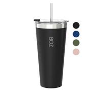 BOZ Insulated Tumbler Cup - Stainless Steel with Lid and Straw - Thermal Cup for Hot and Cold Drinks - BPA Free (650 ml / 22oz, Black)